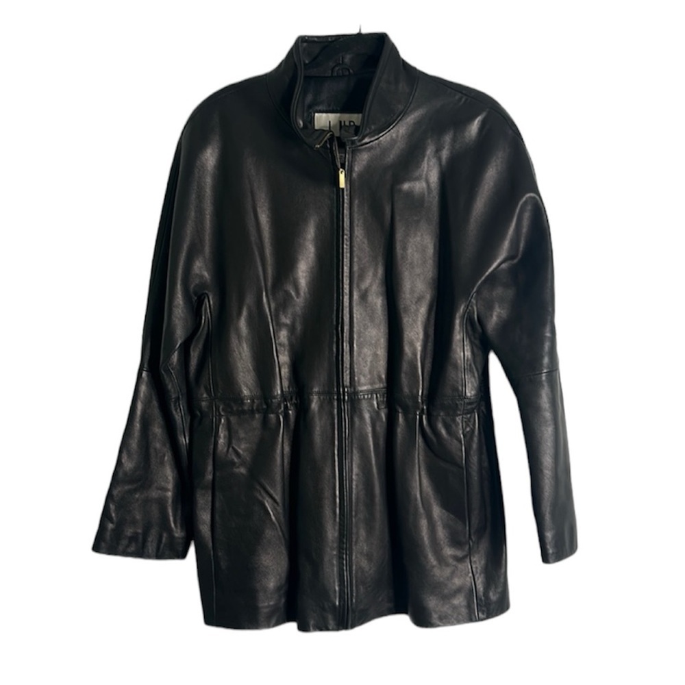 L N R Lab nouvelle Ren black zip up gather waist leather M …matrix midwife